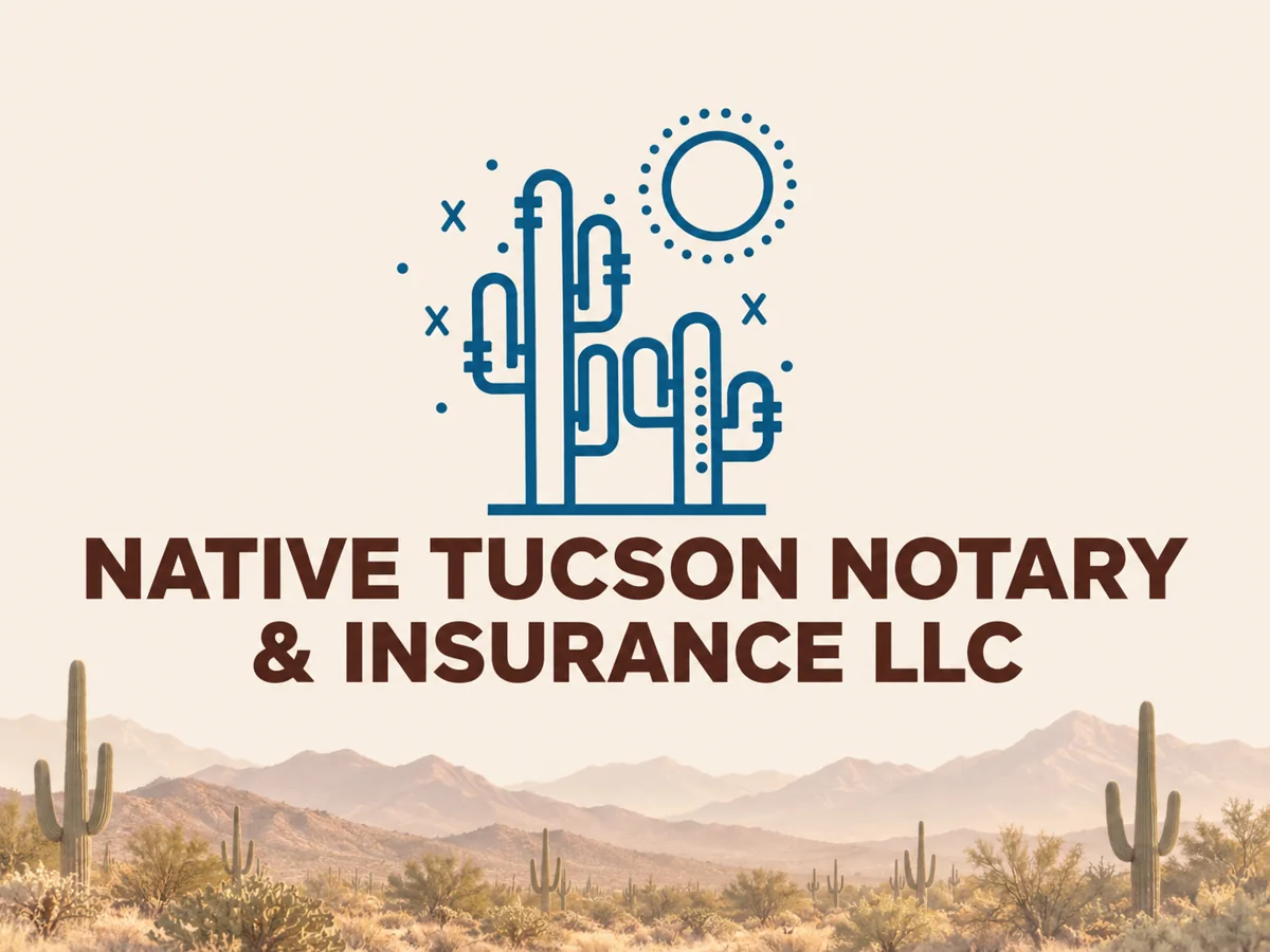 Native Tucson Notary & Insurance LLC — blue cactus and sun emblem